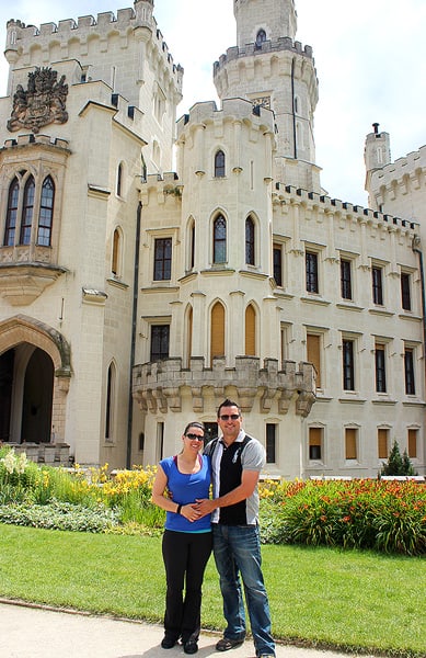 Robyn & Gavin posing outside of Hluboka Castle in the Czech Republic. Always thankful for every travel moment together.