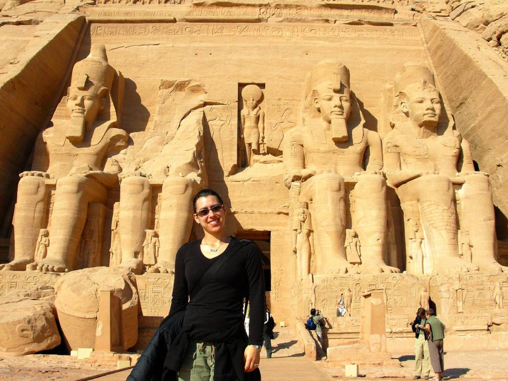 Standing in front of Aby Simbel in Egypt. Travelling to Egypt was a life long travel dream come true!