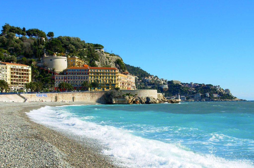 The rocky beaches of Nice, France.