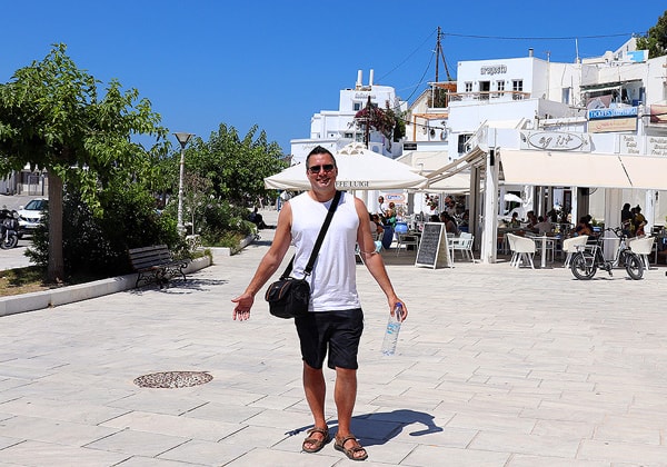 Gavin standing in the white town of Adamantas on Milos island in Greece. The heat wave was becoming unbearable. 