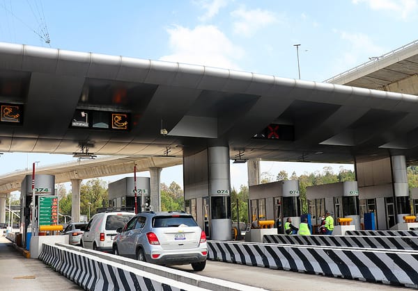 A more modern highway toll station. Unfortunately, tolls can be quite expensive, so it is a good idea to budget for this on your Mexican road trip.