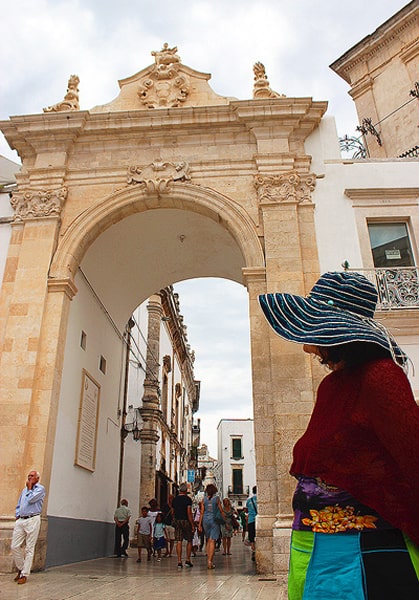 A view of the baroque gate leading into the town of Martina Franca.