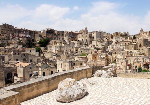 A view of the city of Matera from above. A very unique place to visit in Puglia,.