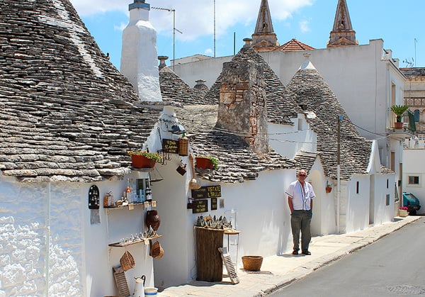 An empty street in Alberobello, one of the best small towns to visit in Puglia.