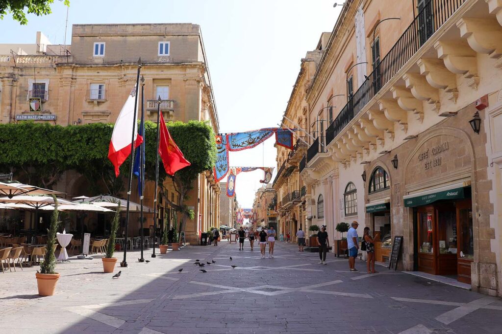 Valletta is a pedestrian only city full of wide walkways, restaurants and shops to explore.