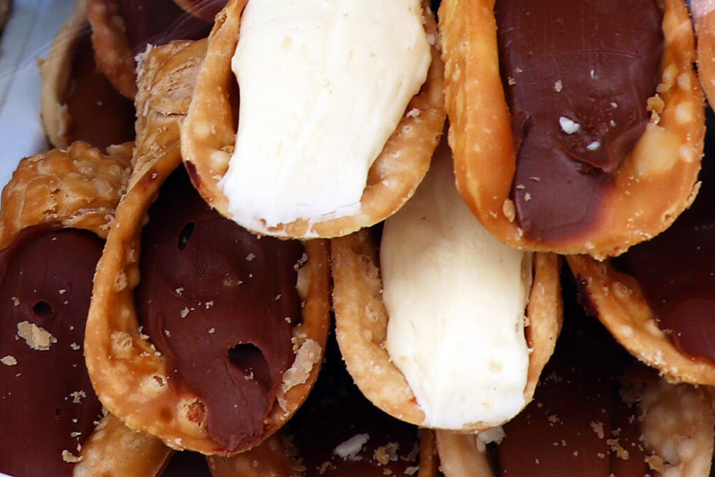 Rabat has excellent bakeries. This is a close up of the Maltese kannoli dessert.